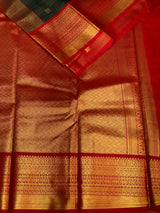 Dark green ad red silk saree- PSSR69