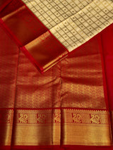 Sandal and red silk saree- PSSR71