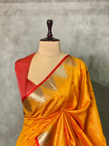 Mustard Yellow Tusser silk saree - PSTAA