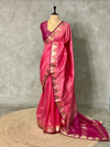 Lotus pink Tusser silk saree - PSTAC