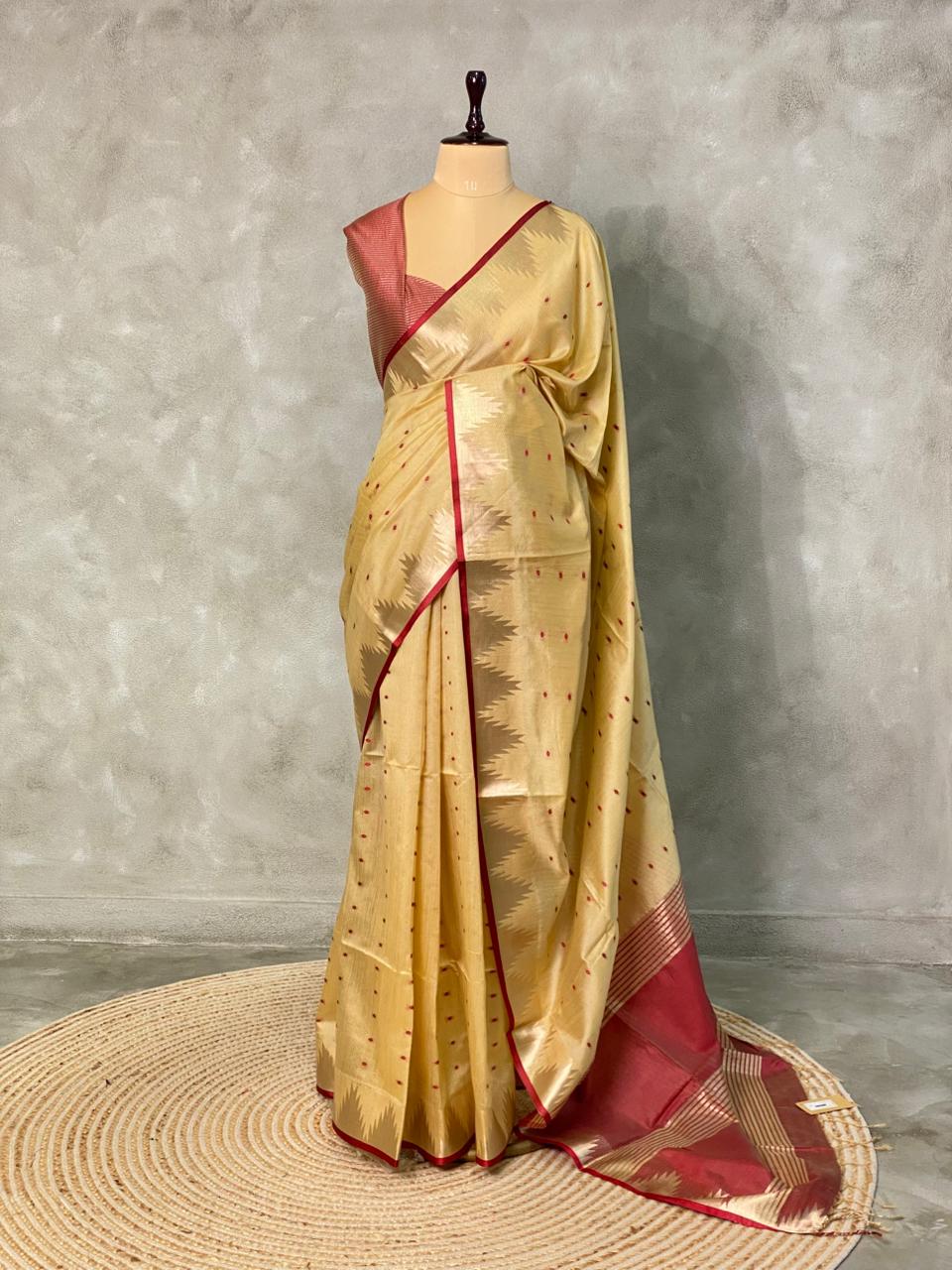 Sandal gold Tusser silk saree - PSTAD