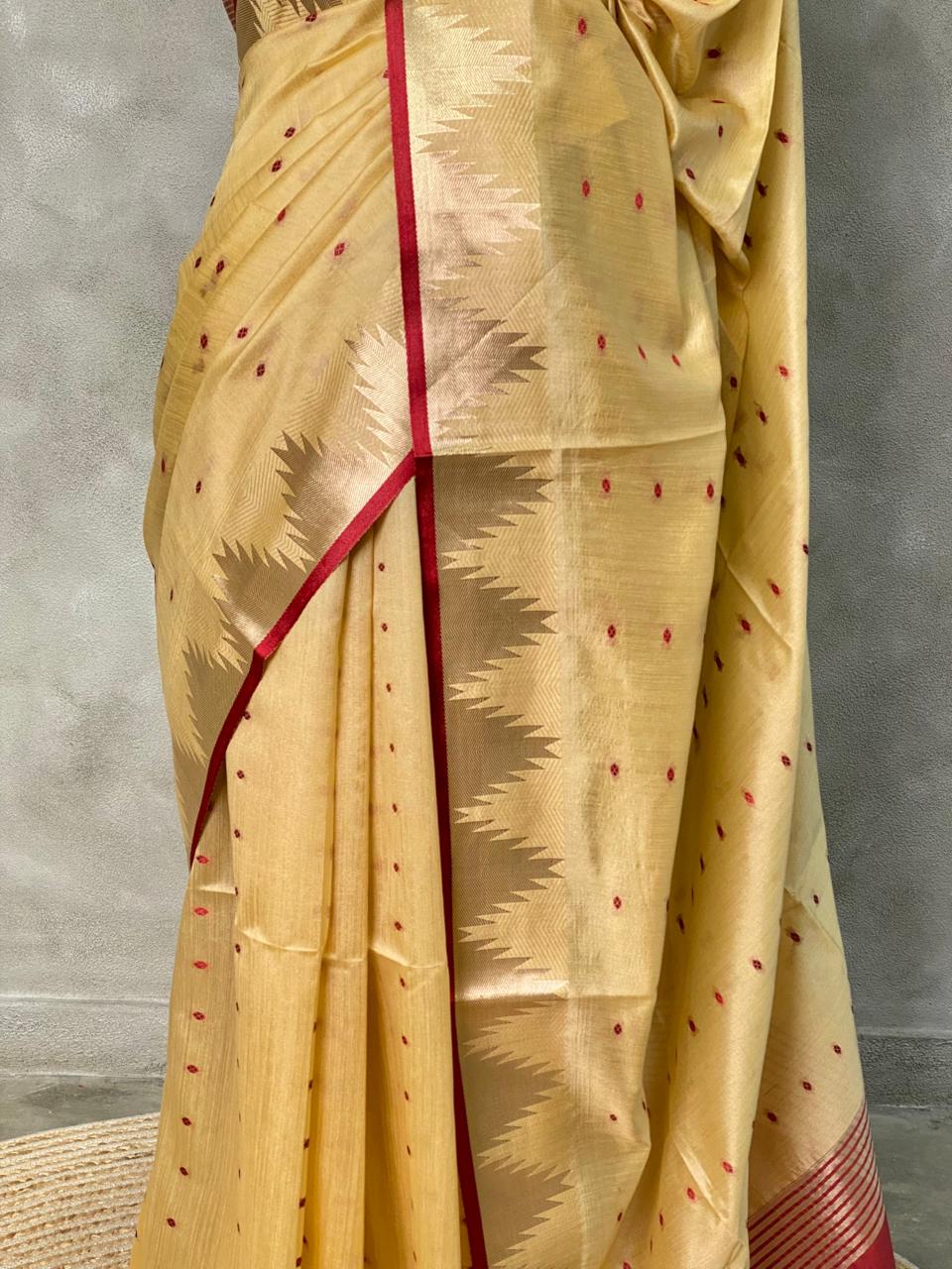 Sandal gold Tusser silk saree - PSTAD