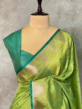 Parrot Greeen Tusser silk saree - PSTAF