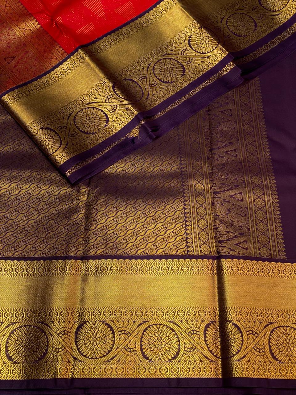 Red and deep violet silk saree- PSSR93