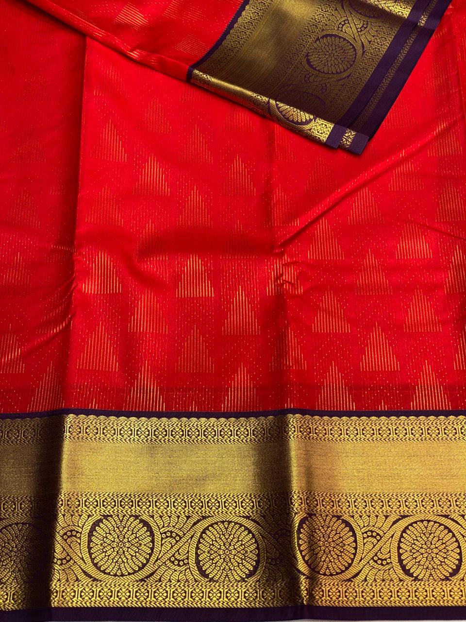 Red and deep violet silk saree- PSSR93