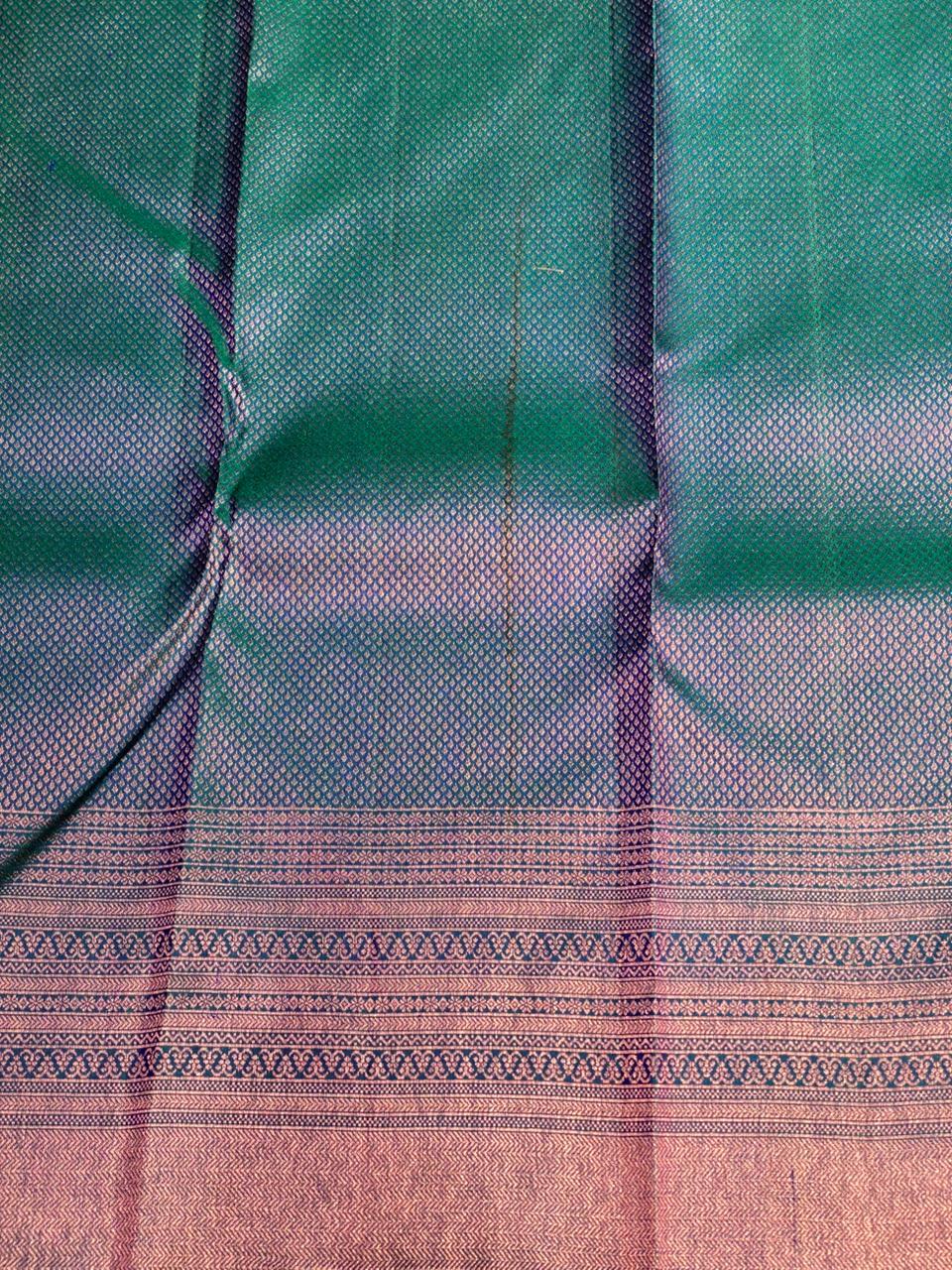 Peacock Blue Pure Brocade Kanchipuram Silk saree - PPURE1