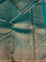 Peacock Blue Pure Brocade Kanchipuram Silk saree - PPURE2