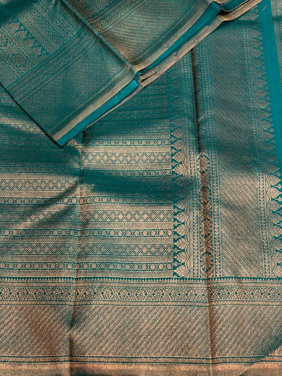 Peacock Blue Pure Brocade Kanchipuram Silk saree - PPURE2
