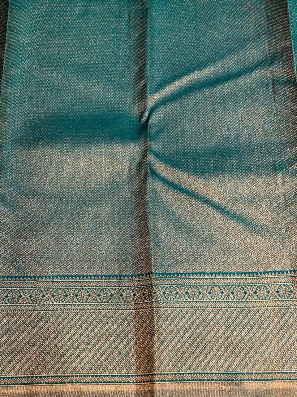 Peacock Blue Pure Brocade Kanchipuram Silk saree - PPURE2