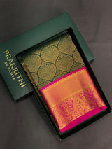 Green and rani pink Pure Kanchipuram Silk saree - PPURE3