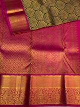 Green and rani pink Pure Kanchipuram Silk saree - PPURE3
