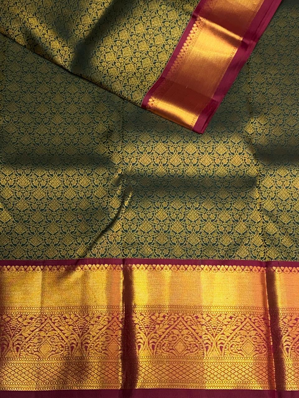 Green and Maroon Pure Kanchipuram Silk saree - PPURE9