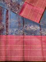 Blue and Magenta Pure Kanchipuram Silk saree - PPURE10
