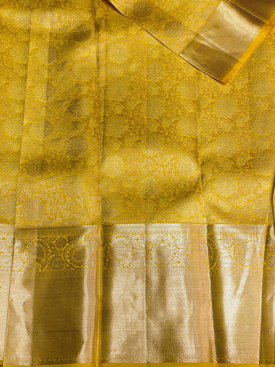 Golden Yellow Pure Kanchipuram Silk saree - PPURE11