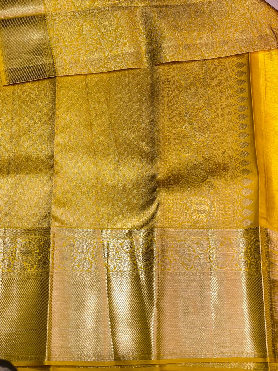 Golden Yellow Pure Kanchipuram Silk saree - PPURE11