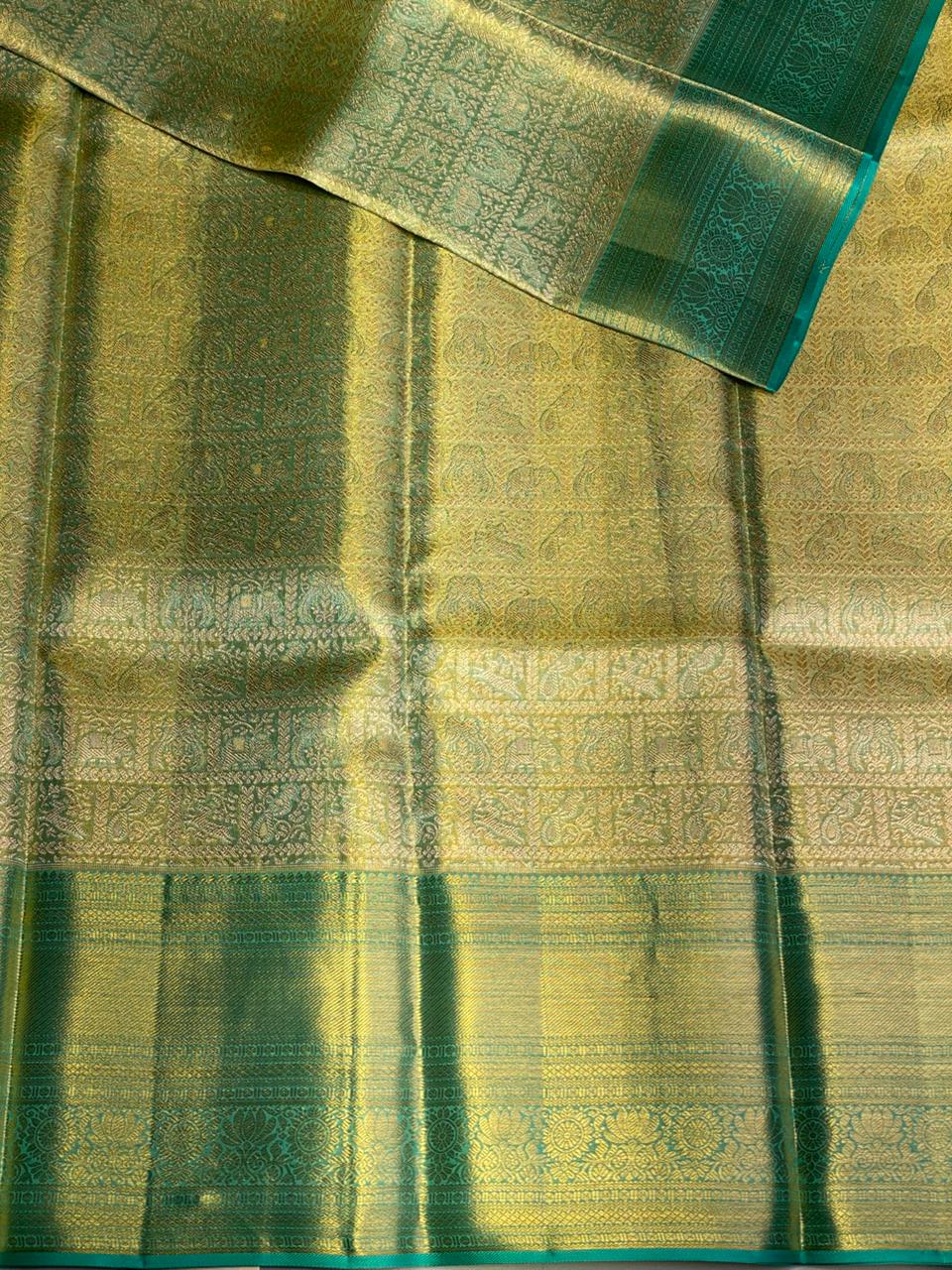 Pastal green Pure Tissue Kanchipuram Silk saree - PPURE16