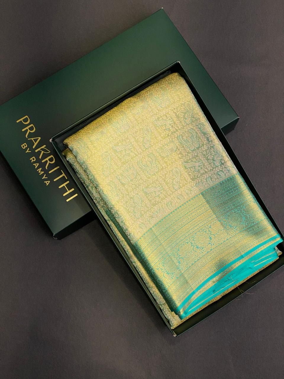 Pastal green Pure Tissue Kanchipuram Silk saree - PPURE16