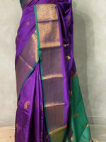Violet and Green semi kanchipuram soft silk saree - PSSN21
