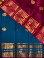 Teal blue and purple semi kanchipuram soft silk saree - PSSN25
