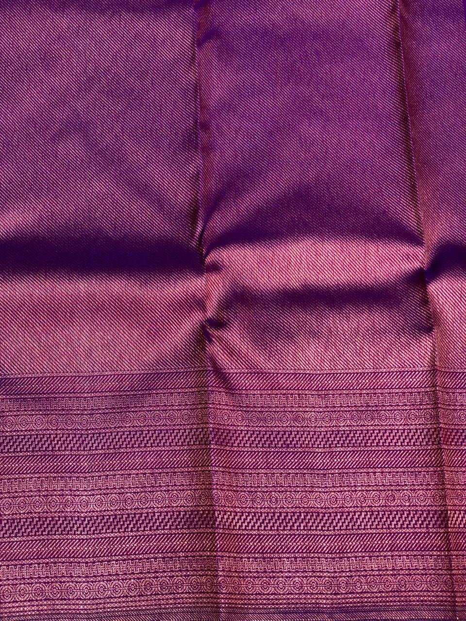 Deep wine and violet Pure Kanchipuram Silk saree - PPURE20