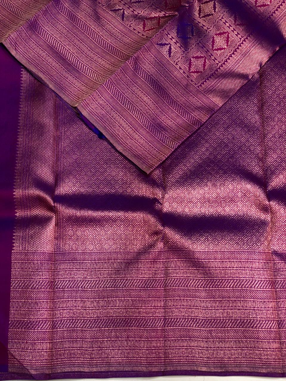 Deep wine and violet Pure Kanchipuram Silk saree - PPURE20