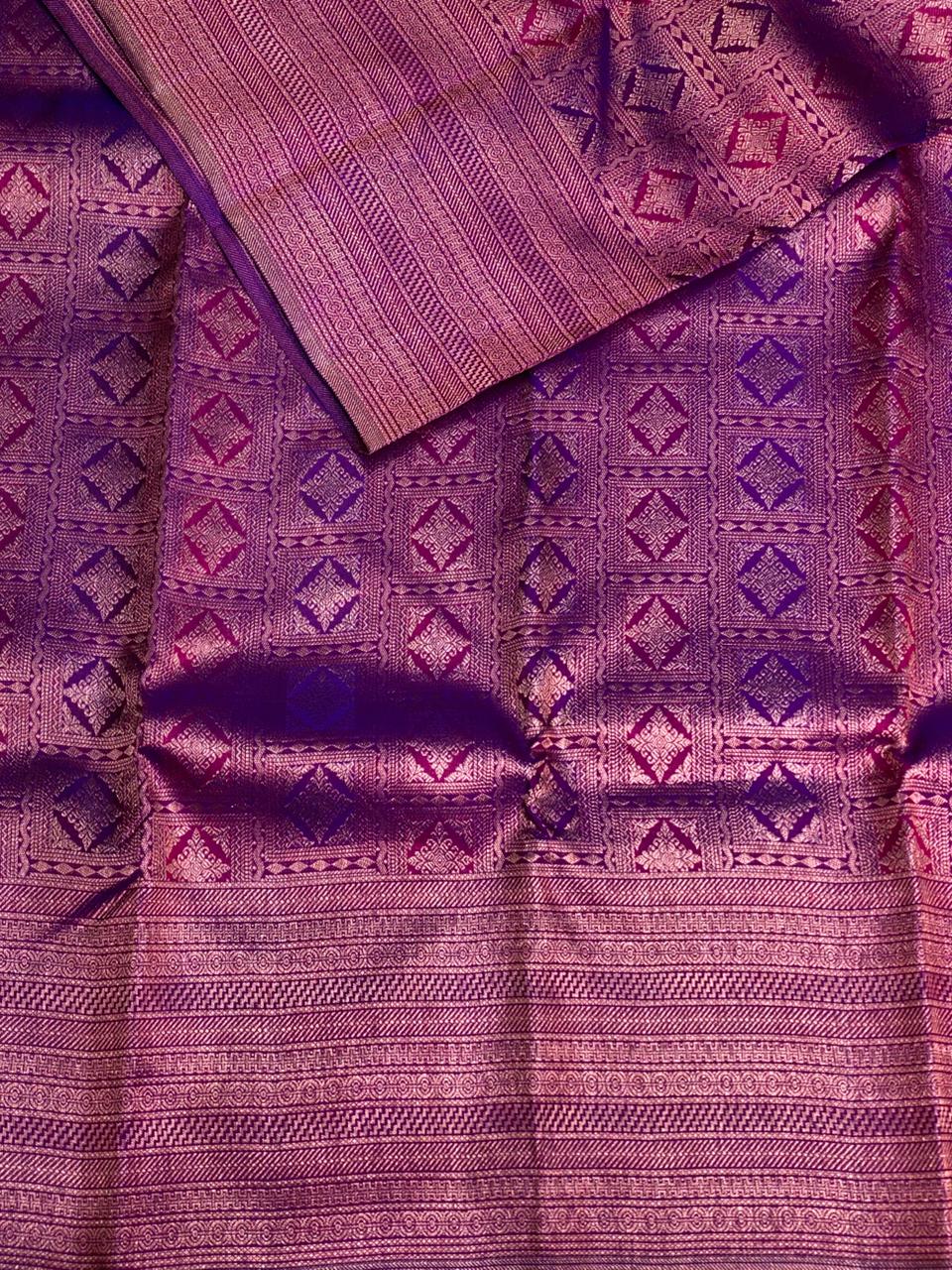 Deep wine and violet Pure Kanchipuram Silk saree - PPURE20