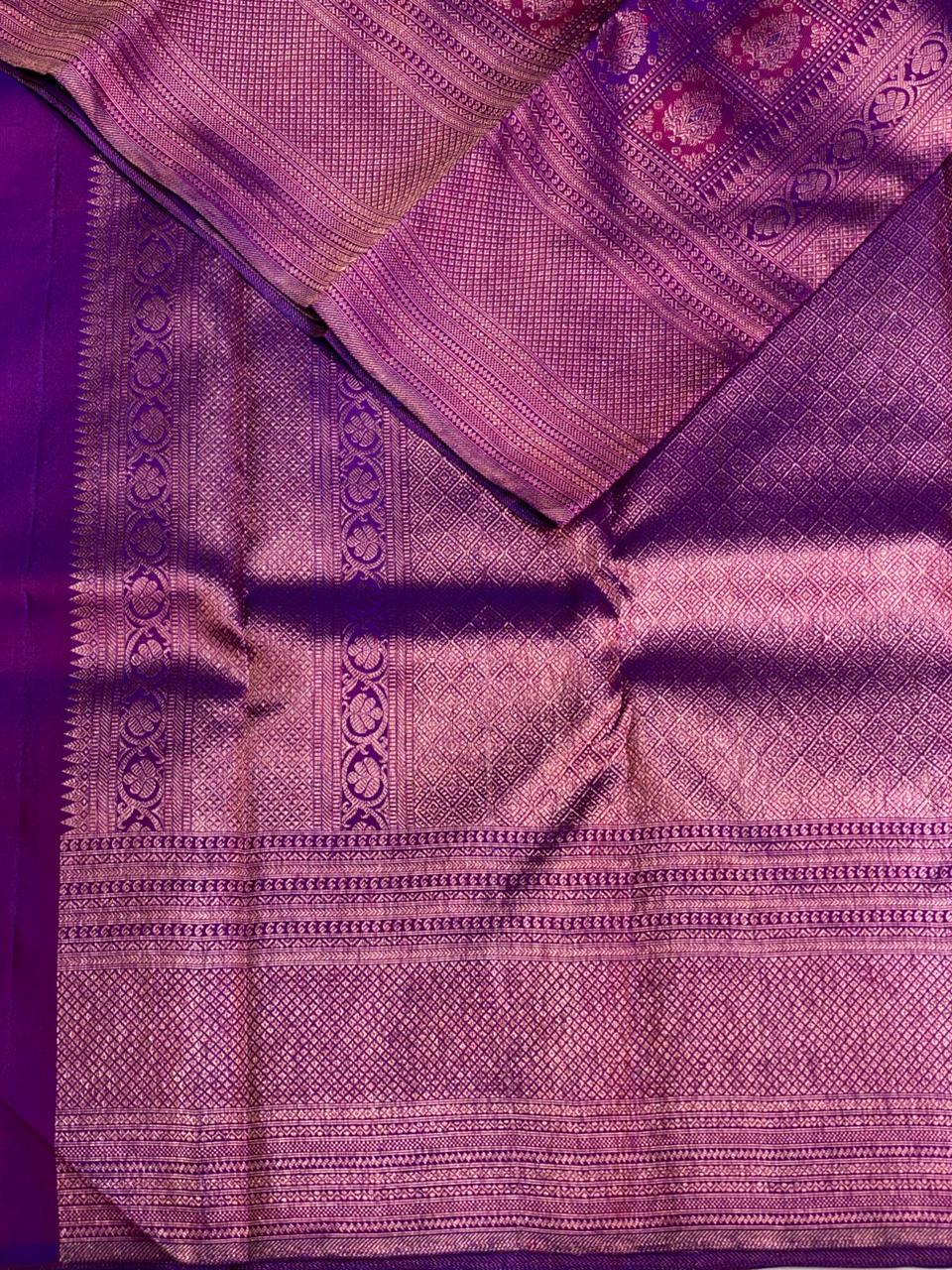 Deep wine and violet Pure Kanchipuram Silk saree - PPURE21