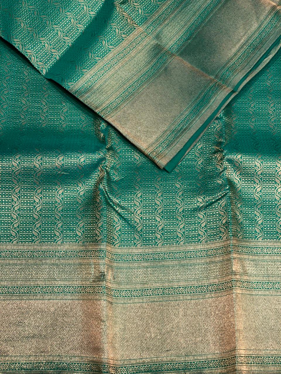 Aqua Blue Pure Kanchipuram Silk saree - PPURE22