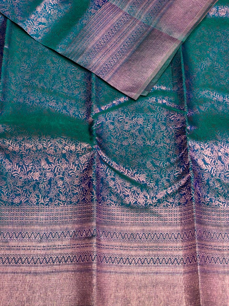 Aqua Blue Pure Kanchipuram Silk saree - PPURE23