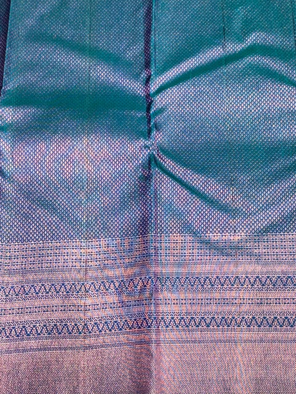 Aqua Blue Pure Kanchipuram Silk saree - PPURE23