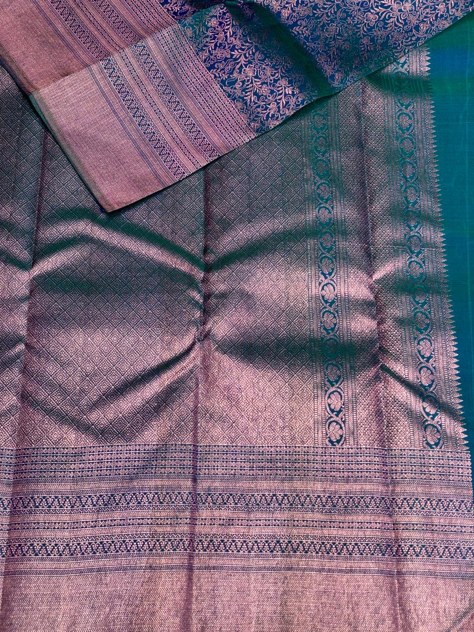 Aqua Blue Pure Kanchipuram Silk saree - PPURE23