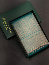 Aqua Blue Pure Kanchipuram Silk saree - PPURE24