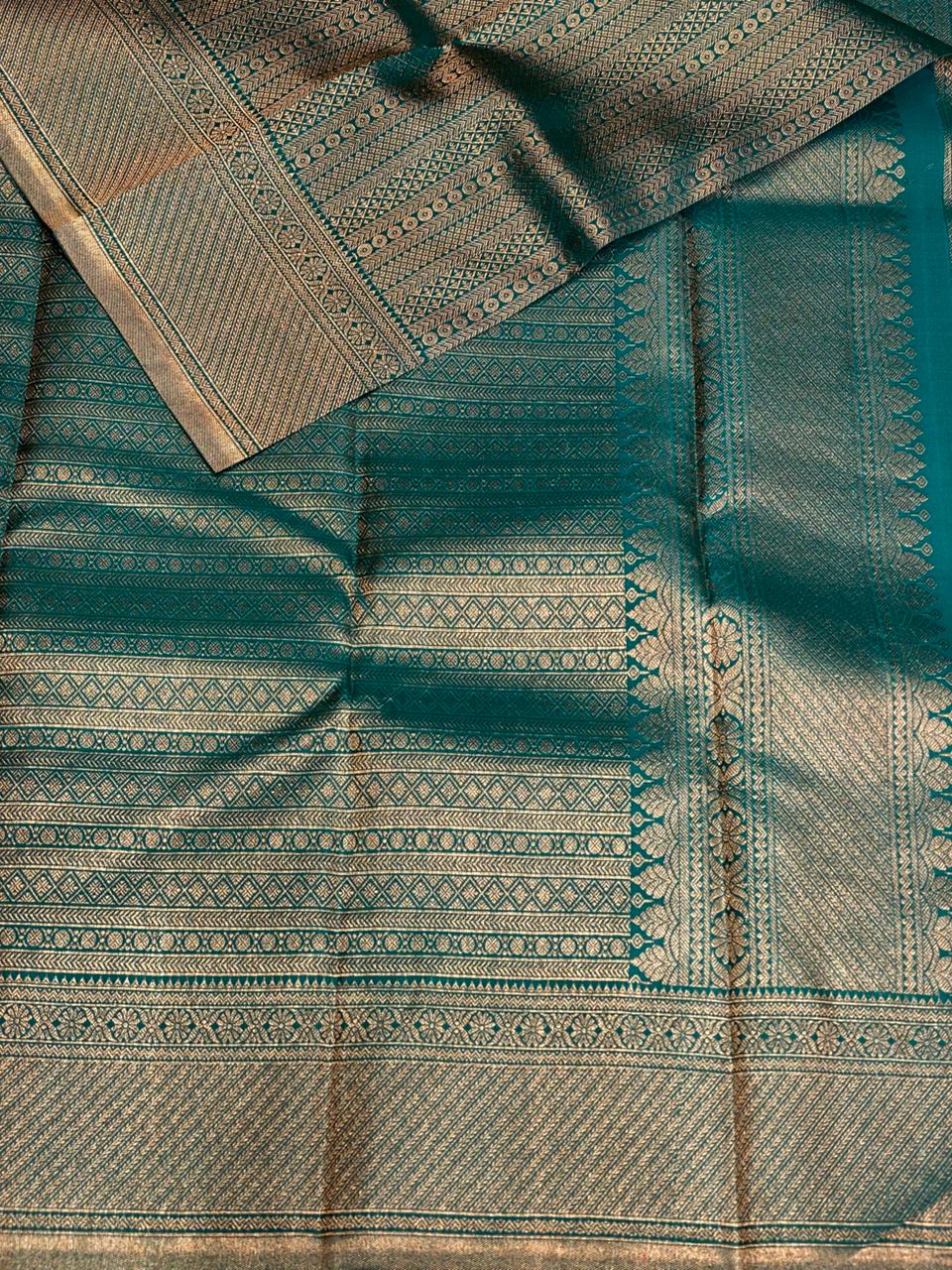 Aqua Blue Pure Kanchipuram Silk saree - PPURE24