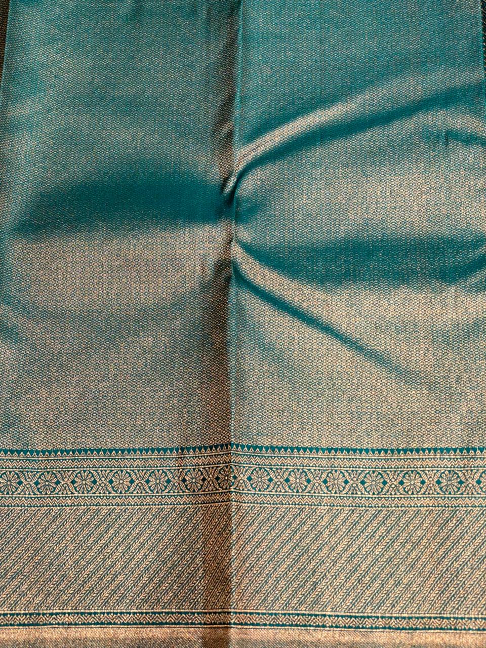 Aqua Blue Pure Kanchipuram Silk saree - PPURE24