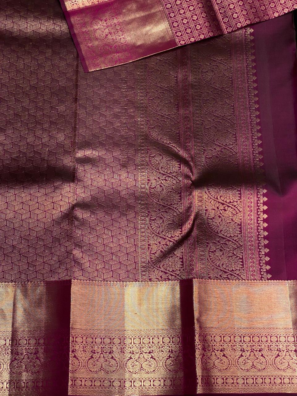 Deep wine Pure Kanchipuram Silk saree - PPURE25