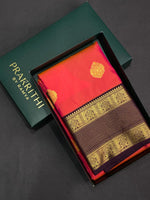 Dark orange and Brown silk saree- PSSR123