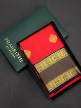 Red and Brown silk saree- PSSR124