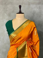 Mustard yellow and Green semi kanchipuram soft silk saree - PSSN39