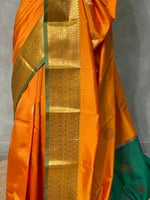Mustard yellow and Green semi kanchipuram soft silk saree - PSSN39