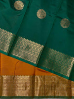 Mustard yellow and Green semi kanchipuram soft silk saree - PSSN39
