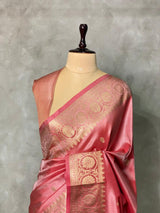 Peach Pure Tissue banarasi saree- PSTBU