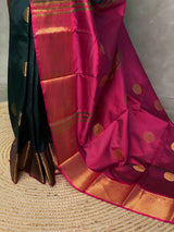 Bottle Green and Purple semi kanchipuram soft silk saree - PSSN44