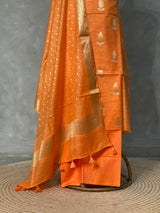 Light Orange linen silk unstitched salwar set: PBRUS1B