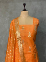 Light Orange linen silk unstitched salwar set: PBRUS1B