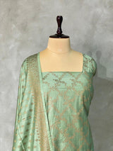 Pastal green Chiniya Silk unstitched salwar set: PBRUS4A