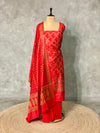 Red Chiniya Silk unstitched salwar set: PBRUS4B