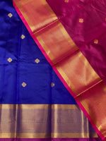 Royal Blueand Magenta semi kanchipuram soft silk saree - PSSN57