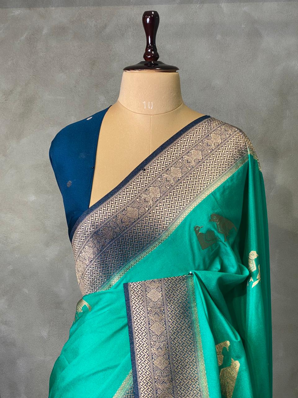 Blue Banarasi Crepe silk saree - PBC5