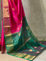 Rani pink and Green semi kanchipuram soft silk saree - PSSN65