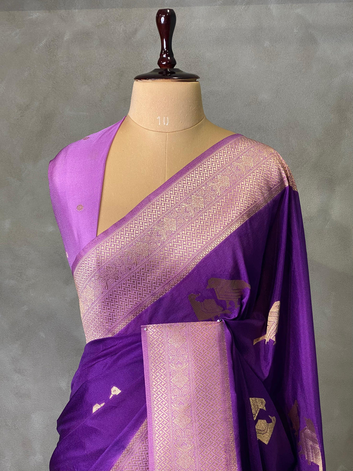 Violet and pink Banarasi Crepe silk saree - PBC6